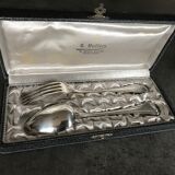 Case with cutlery christofle fork and spoon in silver metal