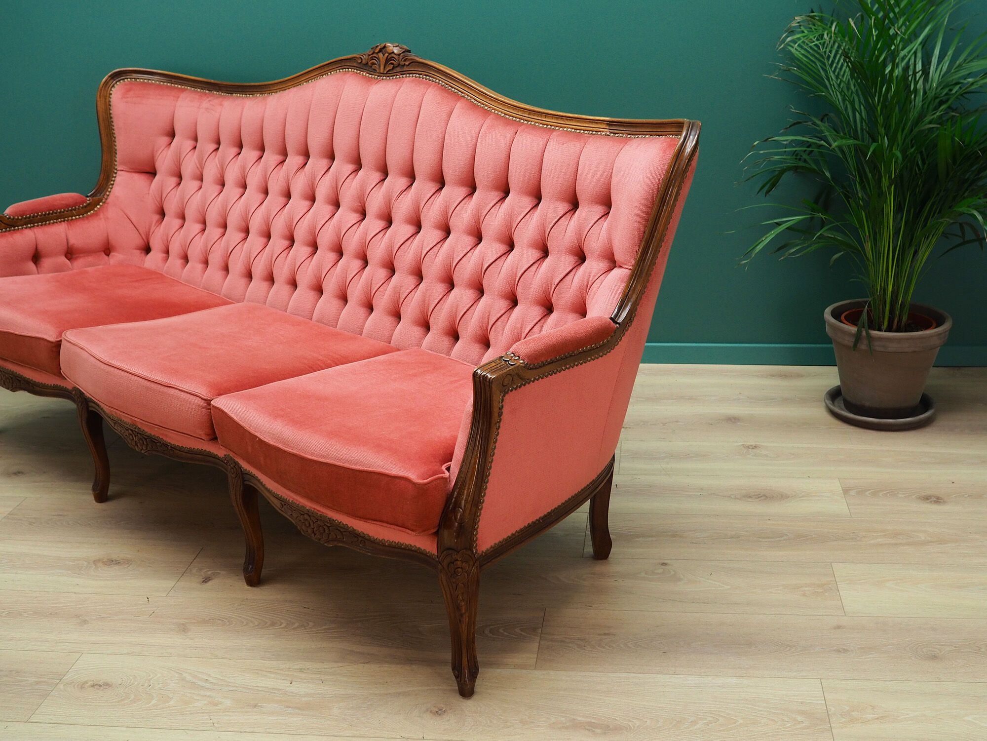 Canapé en velours rose, design suédois, années 1980