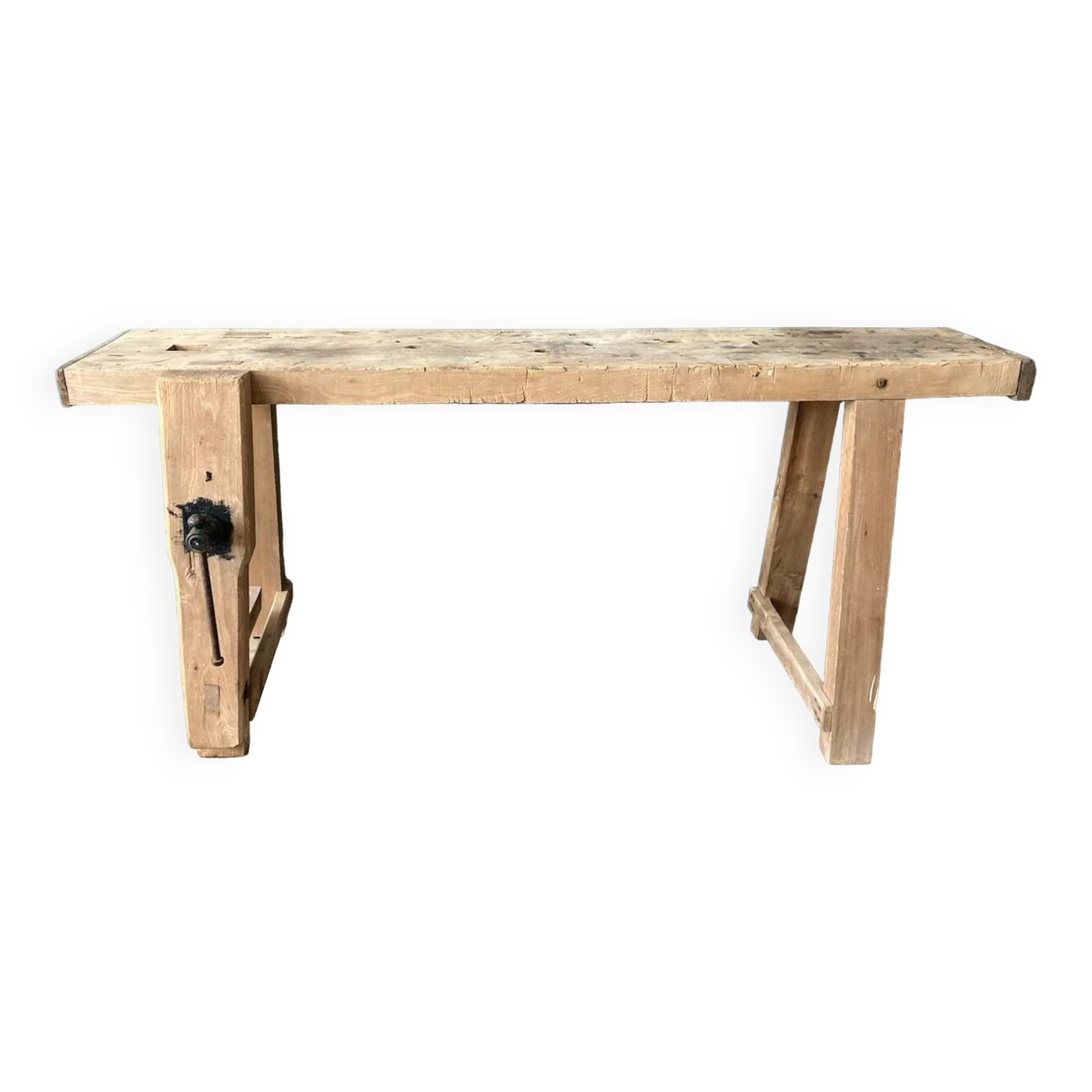 Old workbench with inclined legs