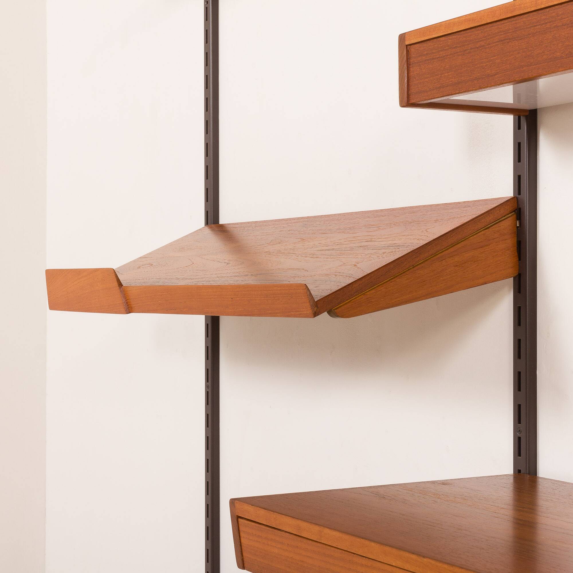 Kai Kristiansen teak wall unit with a desk and a lamp, FM Mobler, 1960s