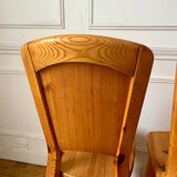 Set of 4 solid pine chairs in chalet style