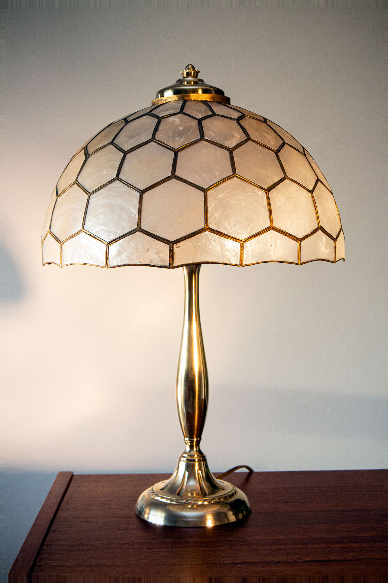 Brass and mother-of-pearl lamp 1960-70
