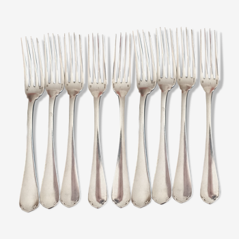 Set of 9 Christofle forks in silver metal