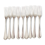 Set of 9 Christofle forks in silver metal