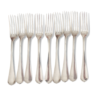 Set of 9 Christofle forks in silver metal