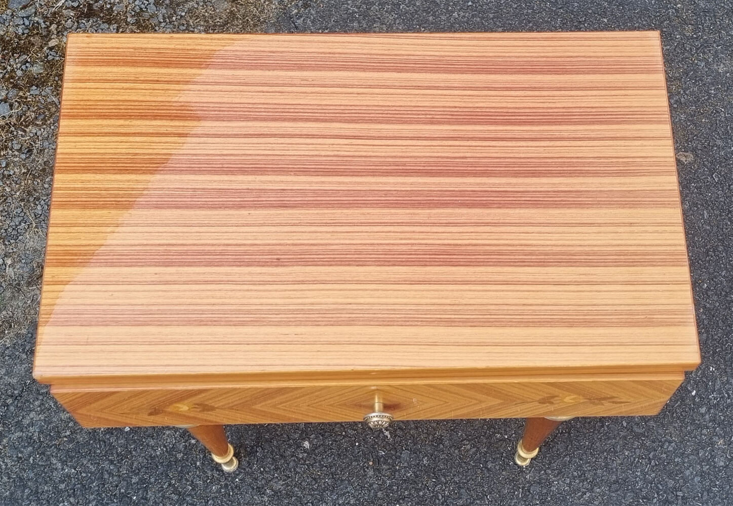 Paire de tables de nuit, vintage, années 50 / 60, marqueterie