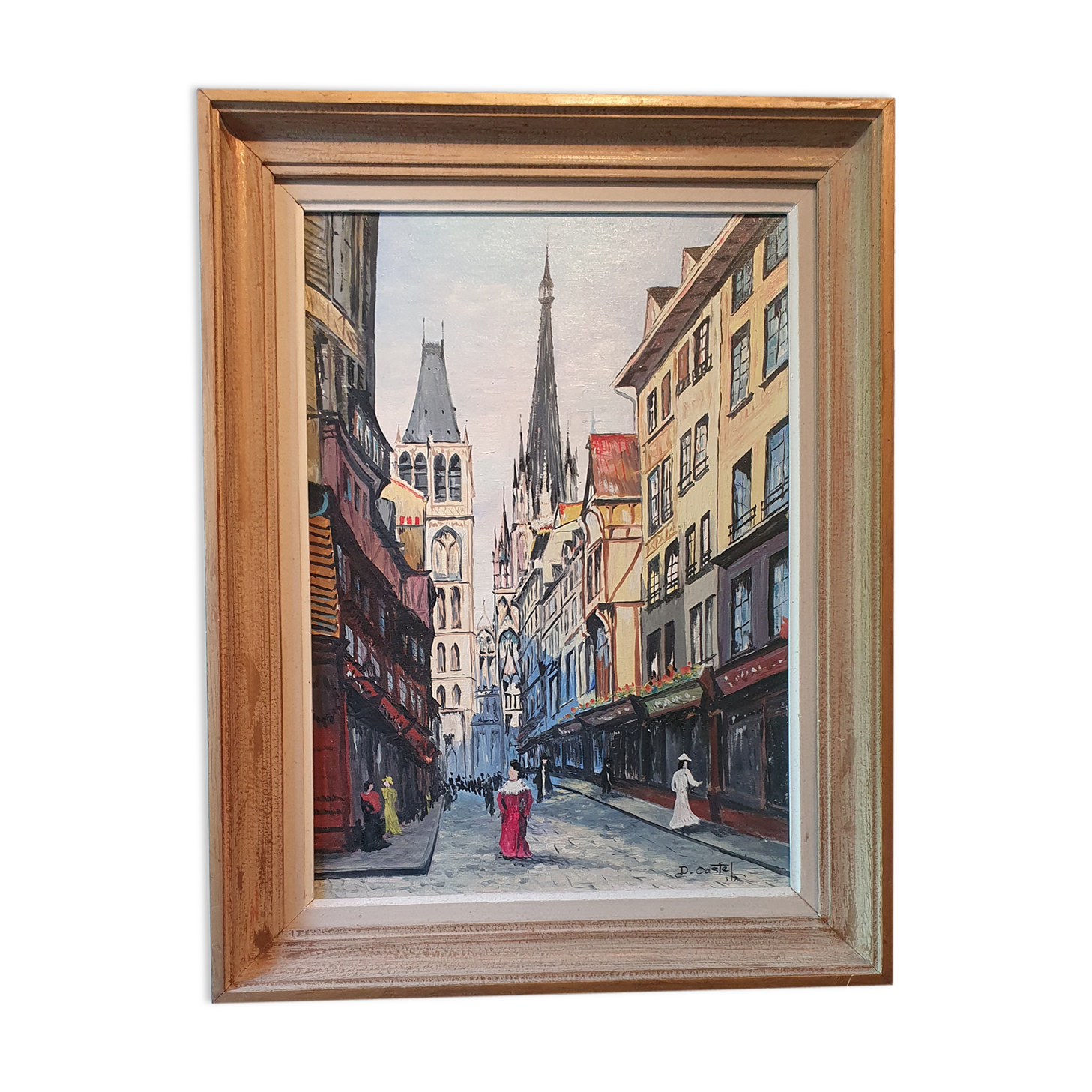 Huile sur toile rue Gros horloge à Rouen