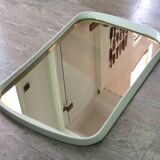 Rectangular mirror, horizontal or vertical, in white lacquered wood, 1970s.