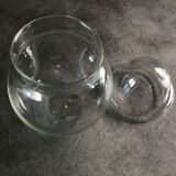 Jar type bonbonnière in translucent glass shape round modernist
