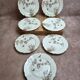 Set of 7 antique porcelain plates – Decorated with polychrome birds and flowers