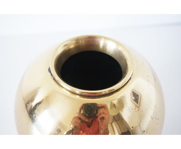 Vintage brass round vase