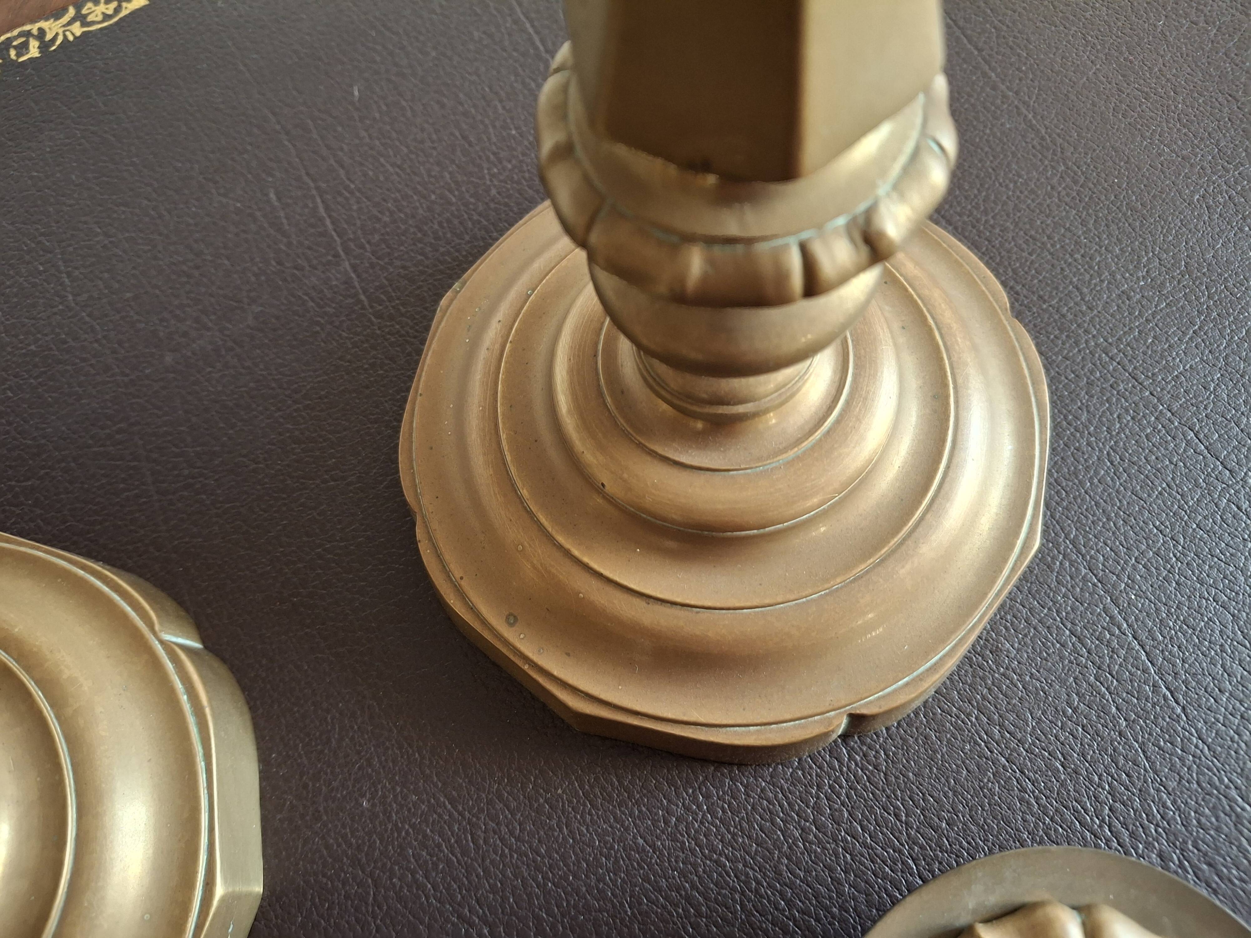 Pair of large candlesticks in gilded brass, 19th century