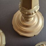 Pair of large candlesticks in gilded brass, 19th century