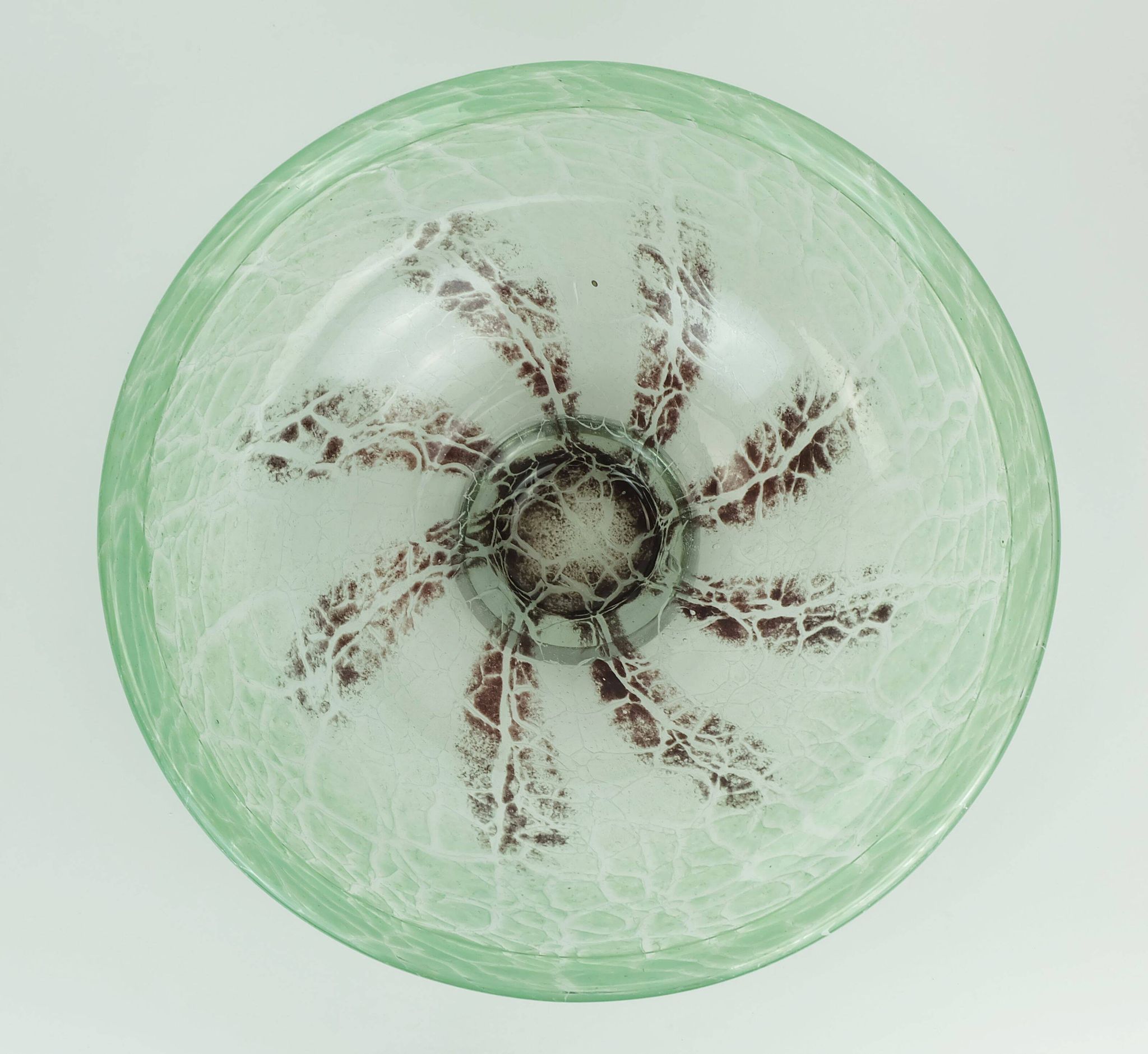 fantastic large WMF art deco ikora glass BOWL karl wiedmann 1930s green and