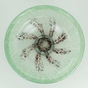 fantastic large WMF art deco ikora glass BOWL karl wiedmann 1930s green and