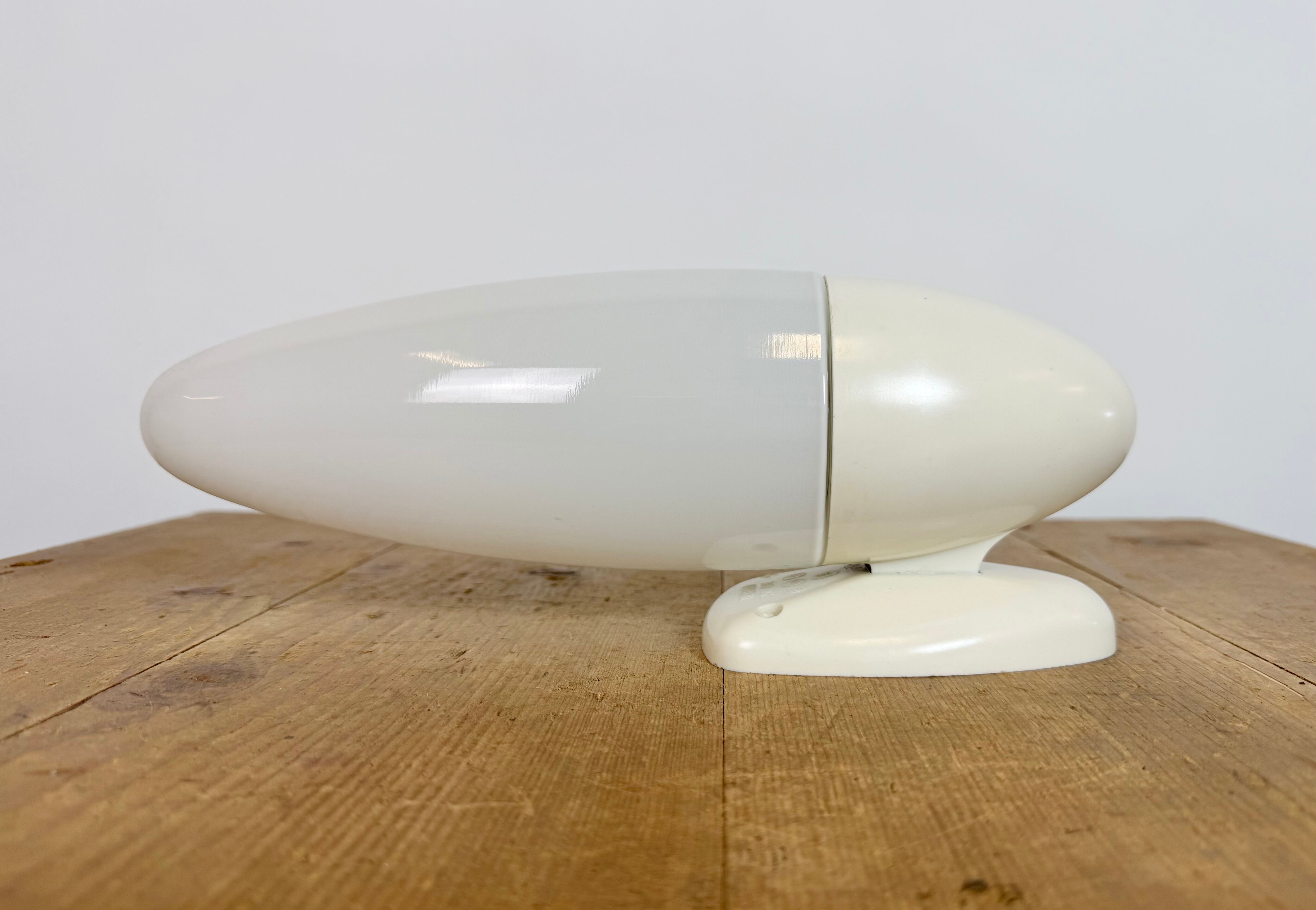 Industrial White Bakelite Wall Light with Milk Glass, 1950s