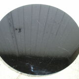 Table basse ronde tripode en laiton et verre 1970
