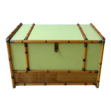 Gautier wooden, rattan and bamboo chest, 70s-80s