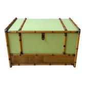 Gautier wooden, rattan and bamboo chest, 70s-80s