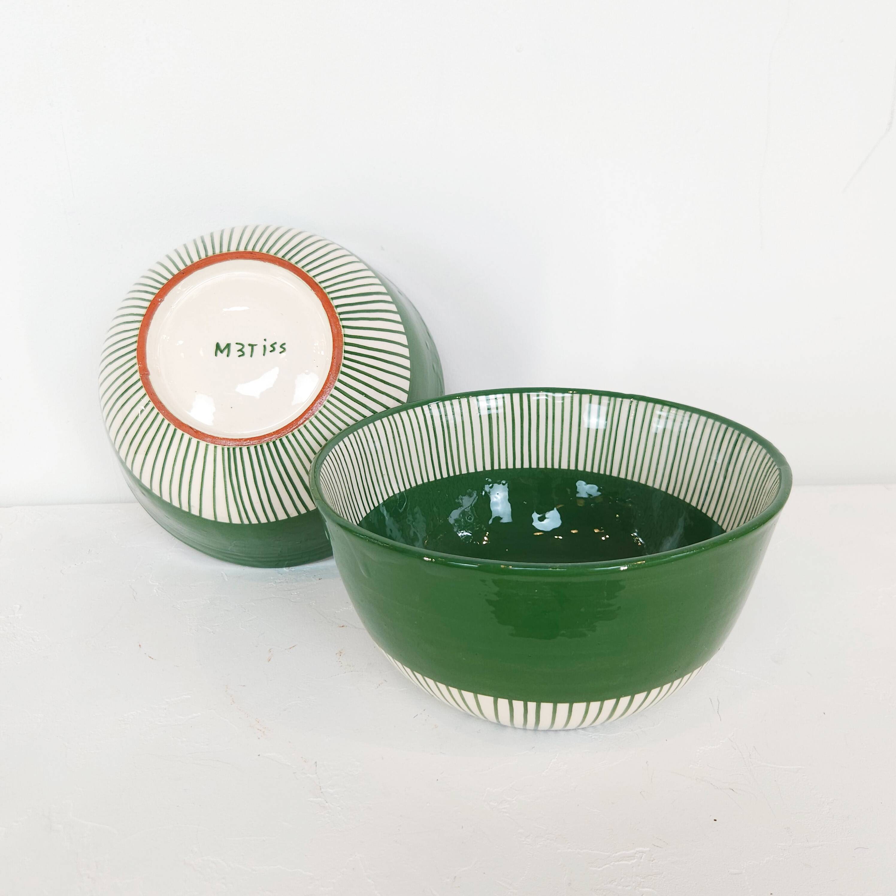 Large bowl - PALM green border