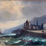 Hst marine table attr. charles euphrasie kuwasseg 19th century