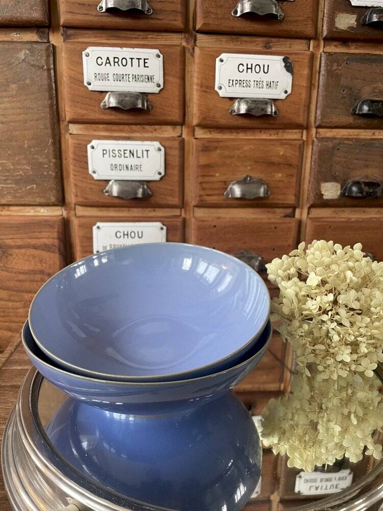 Set of 2 Montgolfier Blue Stoneware Deep Plates