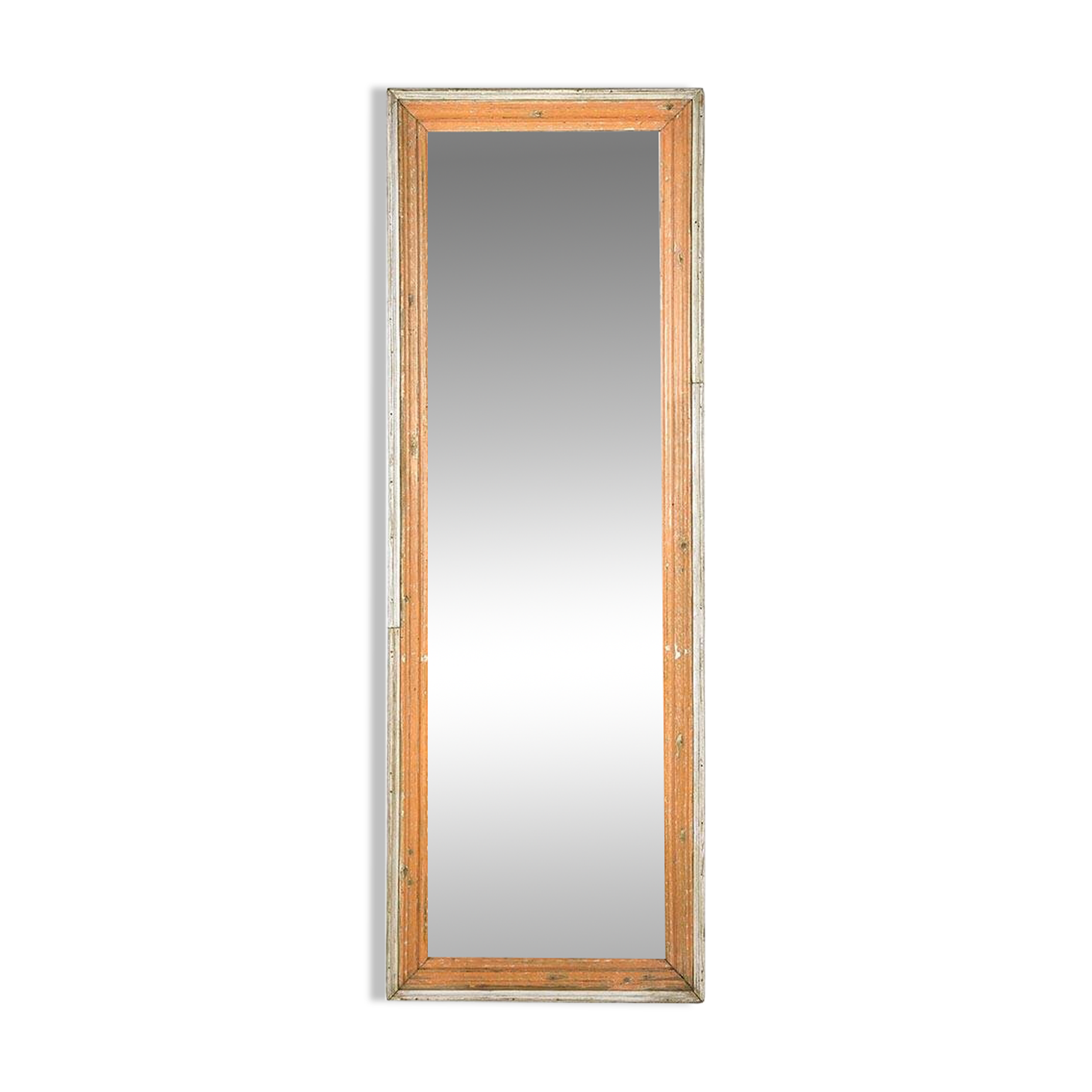 Large mirror in patinated solid wood (186 x 65 x 6cm)