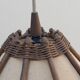 Scandinavian rattan hanging lamp, wood and vintage fabric