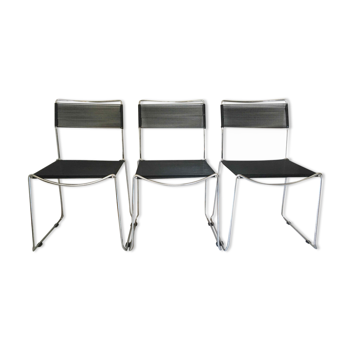 Chrome and scoubidou chairs