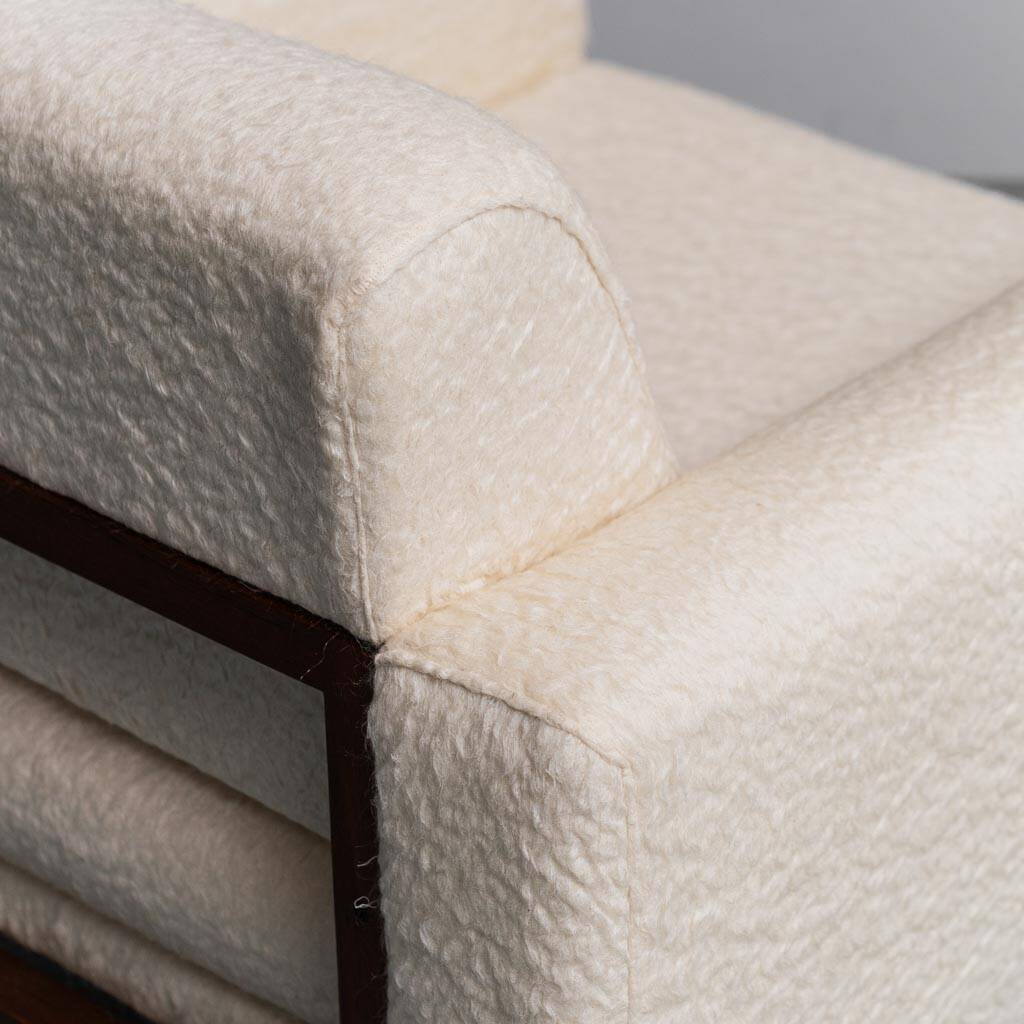Paire de fauteuils en velours bois haut de gamme 1970 vintage modernisme