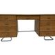 Bureau tubulaire de style Bauhaus du milieu du siècle, design des années 40 en chêne
