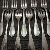 10 cake forks silver metal Ercuis model lauriers dessert forks