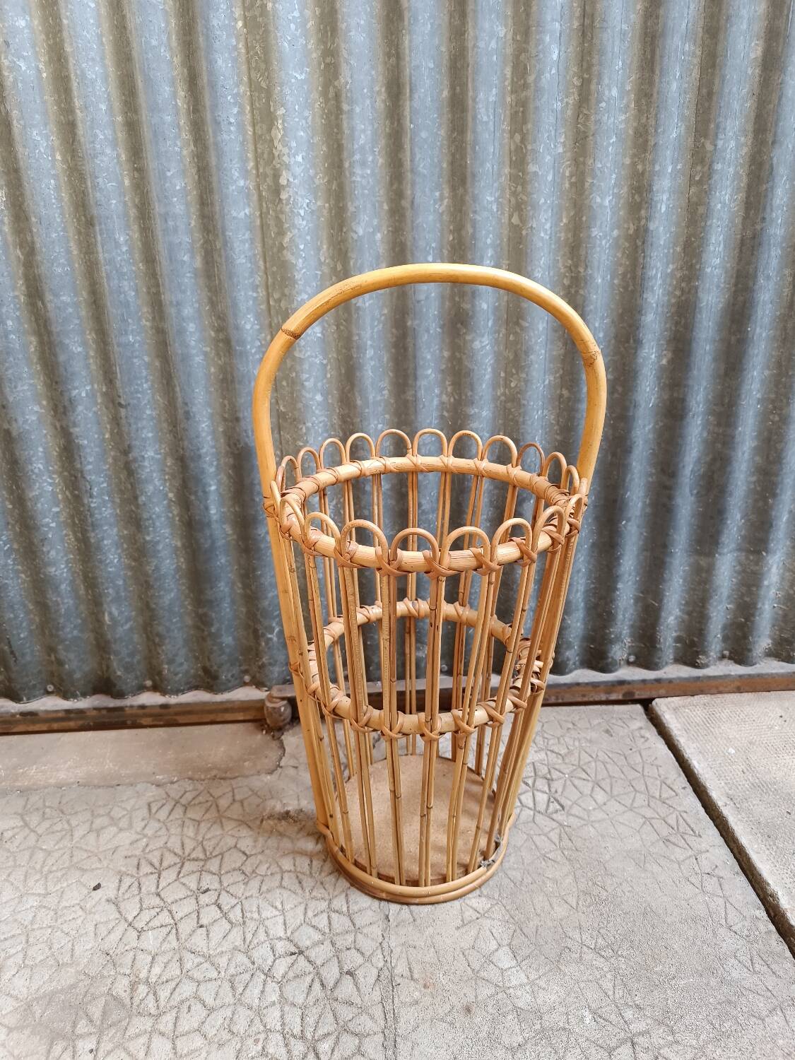 Vintage rattan wicker umbrella stand