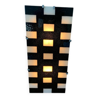 Applique vintage verre noir et blanc