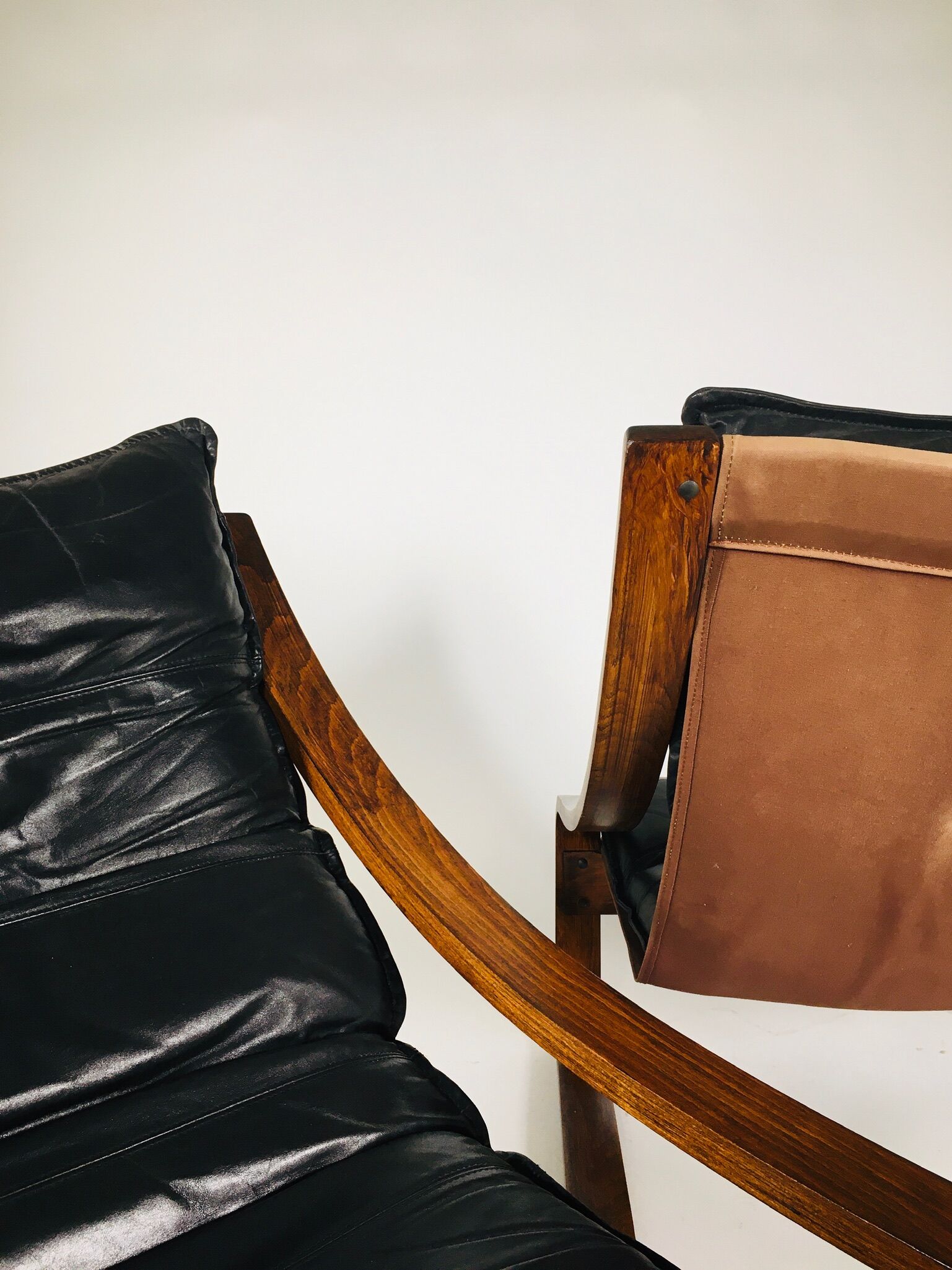 Pair of vintage leather armchairs, Sweden 1960's