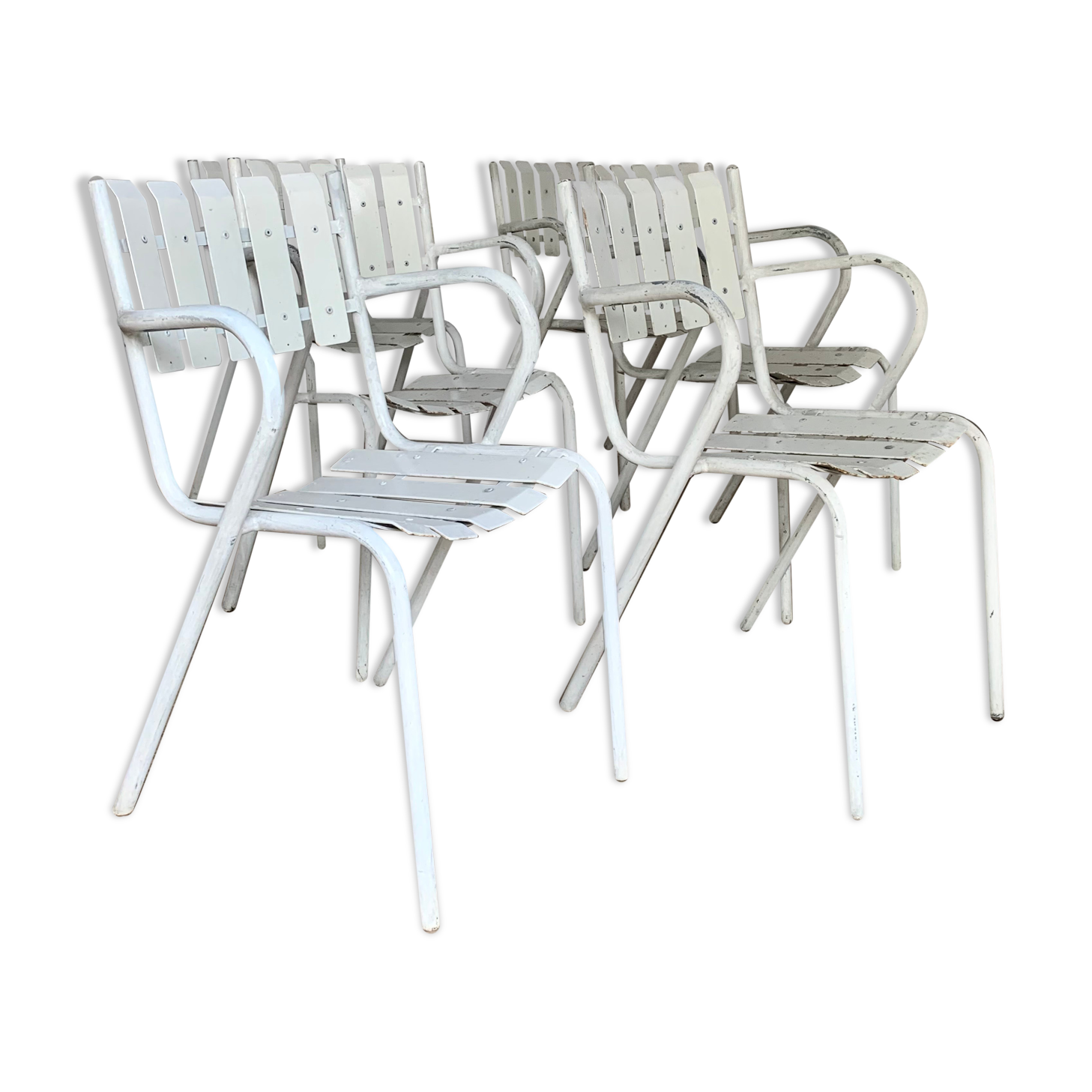 Vintage bistro chairs terrace in galvanized steel - set of 6