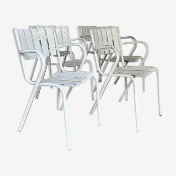 Vintage bistro chairs terrace in galvanized steel - set of 6