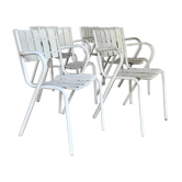 Chaises vintage de bistrot terrasse en acier galvanisé - lot de 6