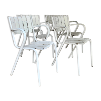Vintage bistro chairs terrace in galvanized steel - set of 6