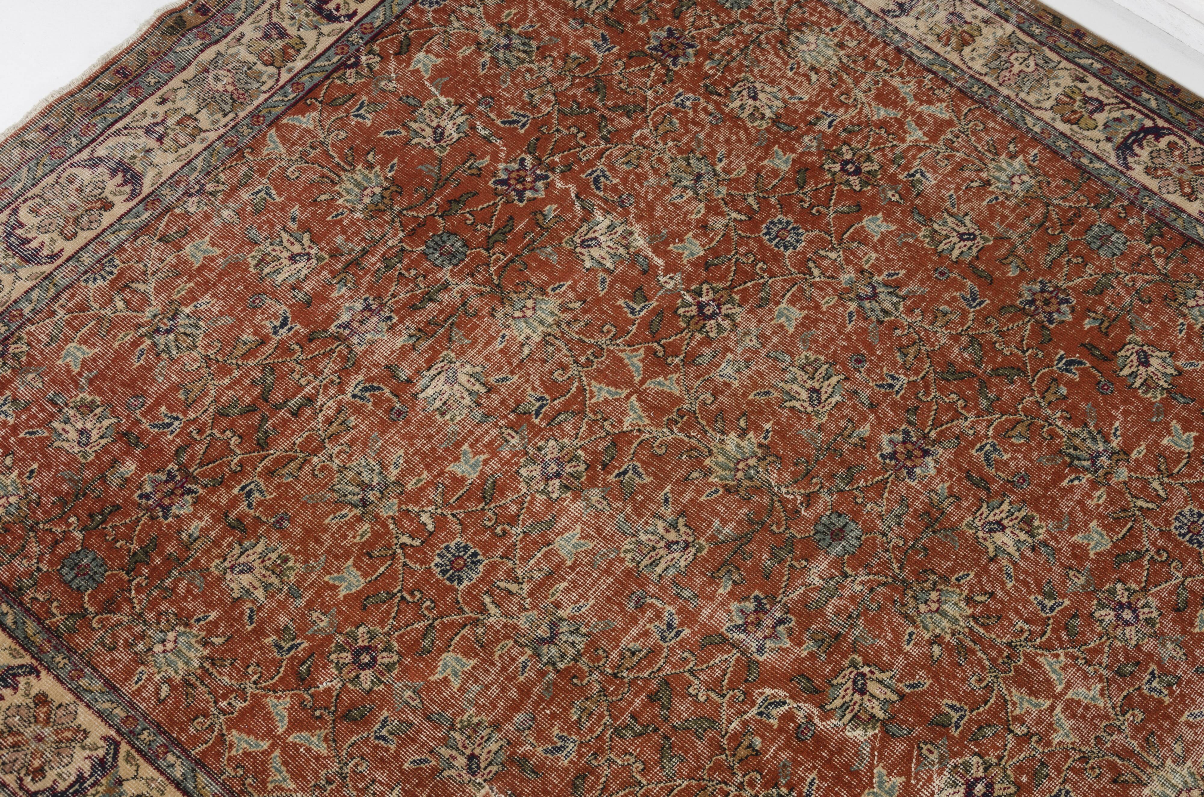 Vintage Anatolian Floral Carpet
