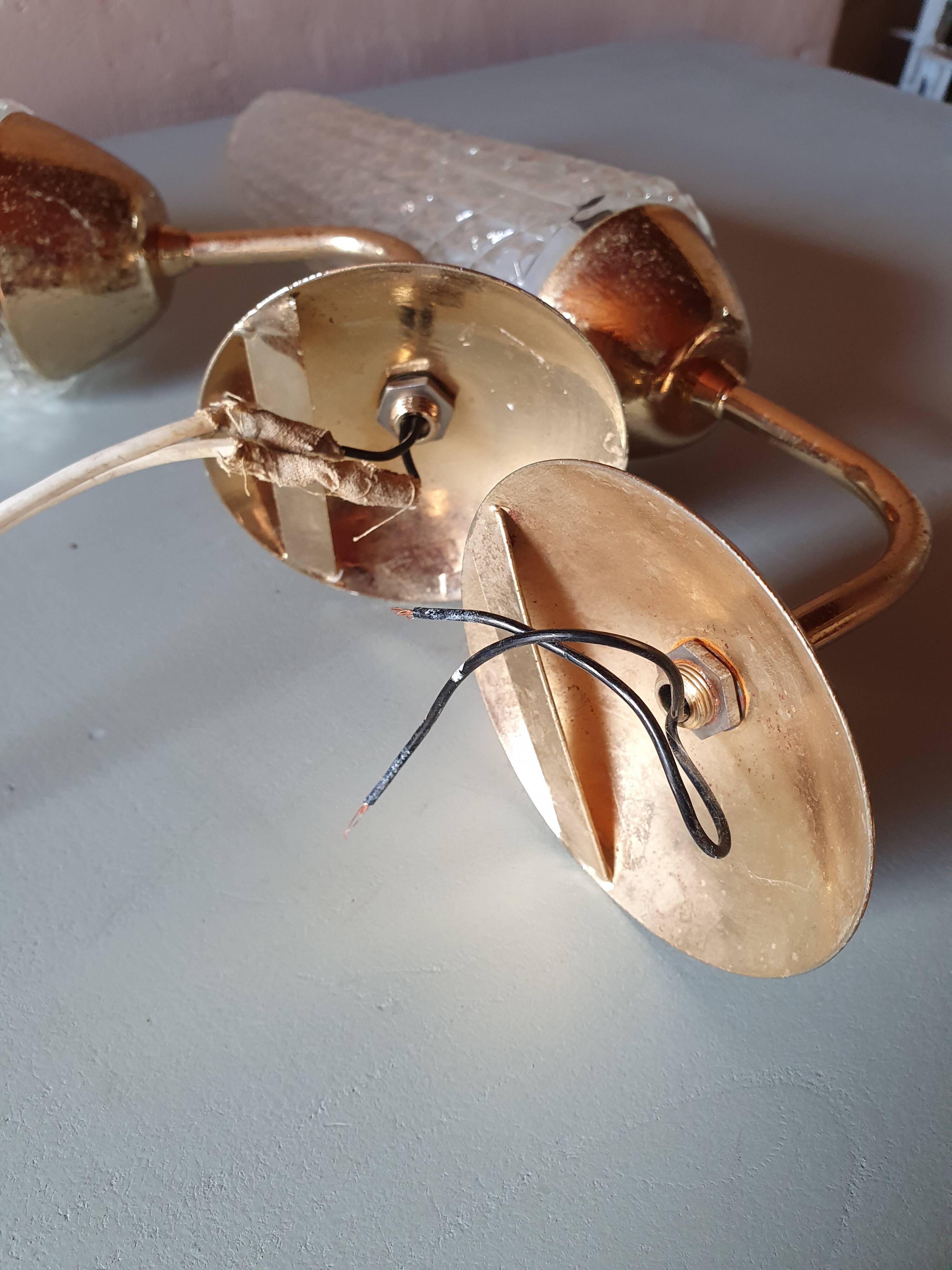 Set of 2 glass and gold metal appliques