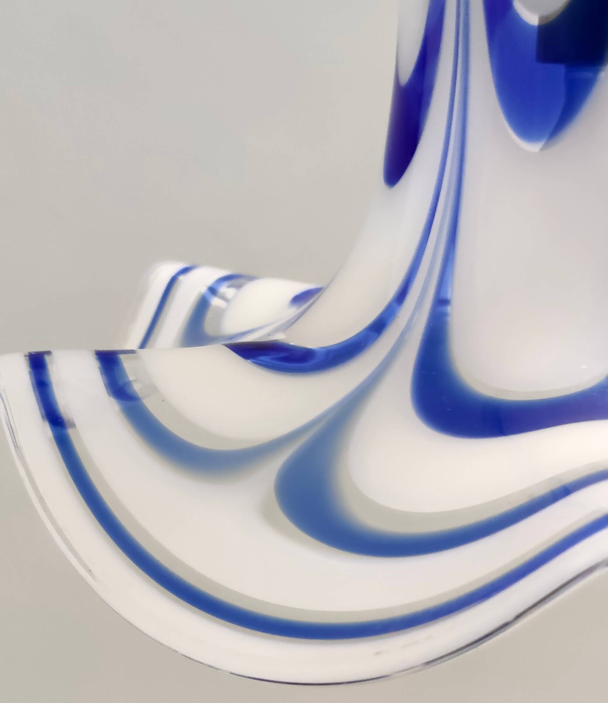 Blue & White Murano Glass Bell Pendant Ascribable to Mazzega, Italy, 1970s