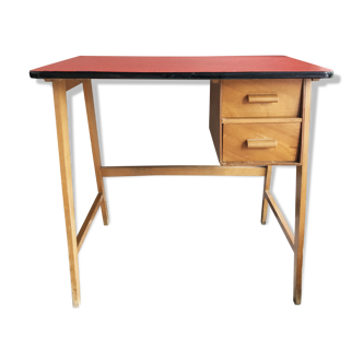 Bureau vintage années 50 pieds compas plateau rouge