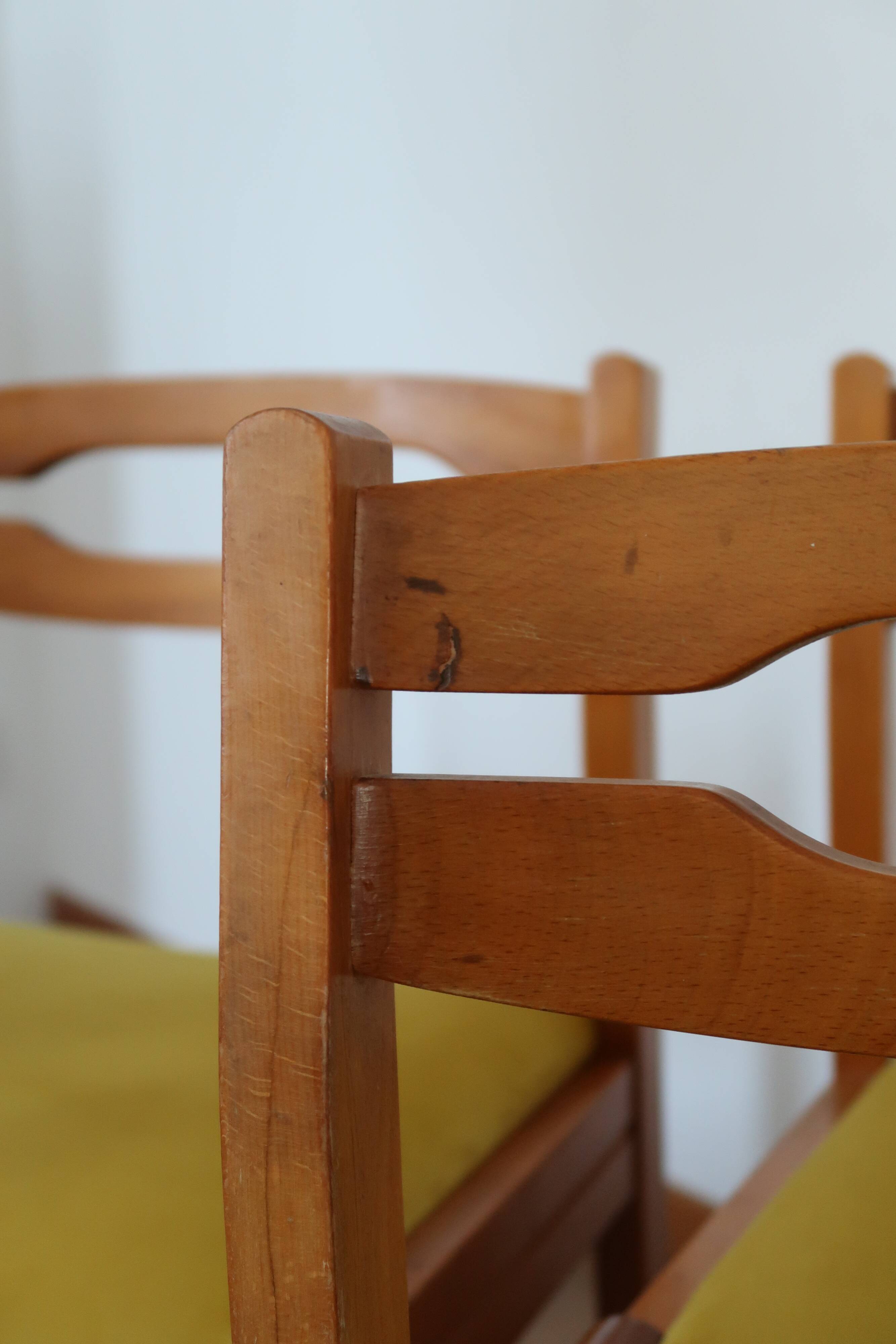 6 chaises velours jaune