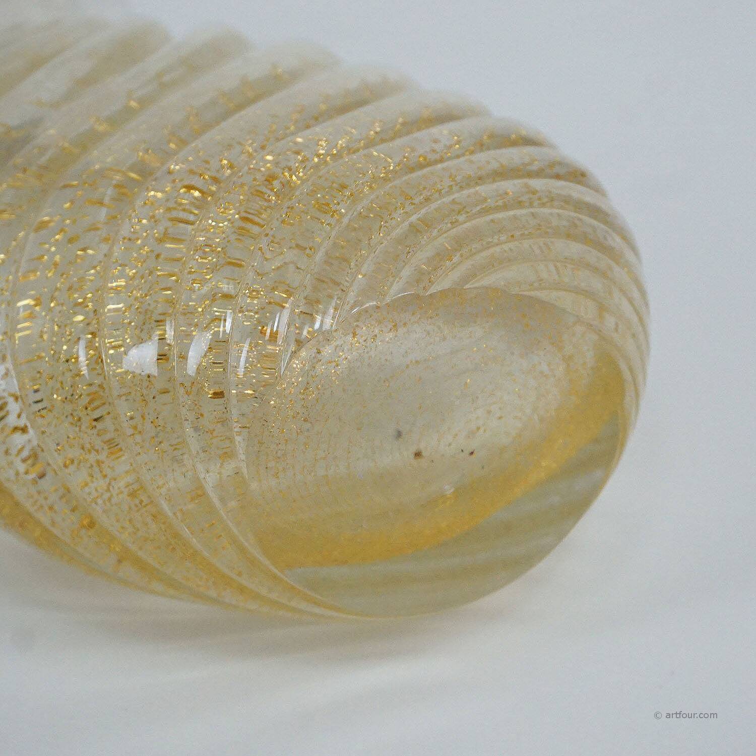 Flavio Poli for Seguso Vetri d'Arte Incrociato oro vase 1949