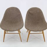 1970s Pair of Shell Beech Chairs, Czechoslovakia