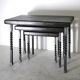 Brutalist nesting table in ebonized oak and wrought iron