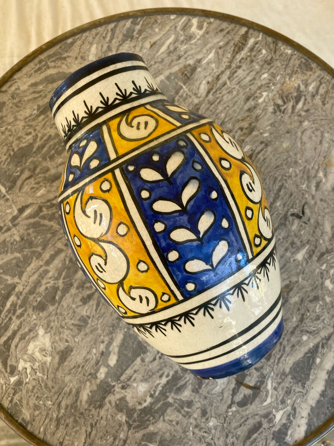 Antique glazed ceramic vase, Nabeul, 1950s