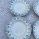 Set of 4 vintage deep plates in earthenware - Green floral pattern