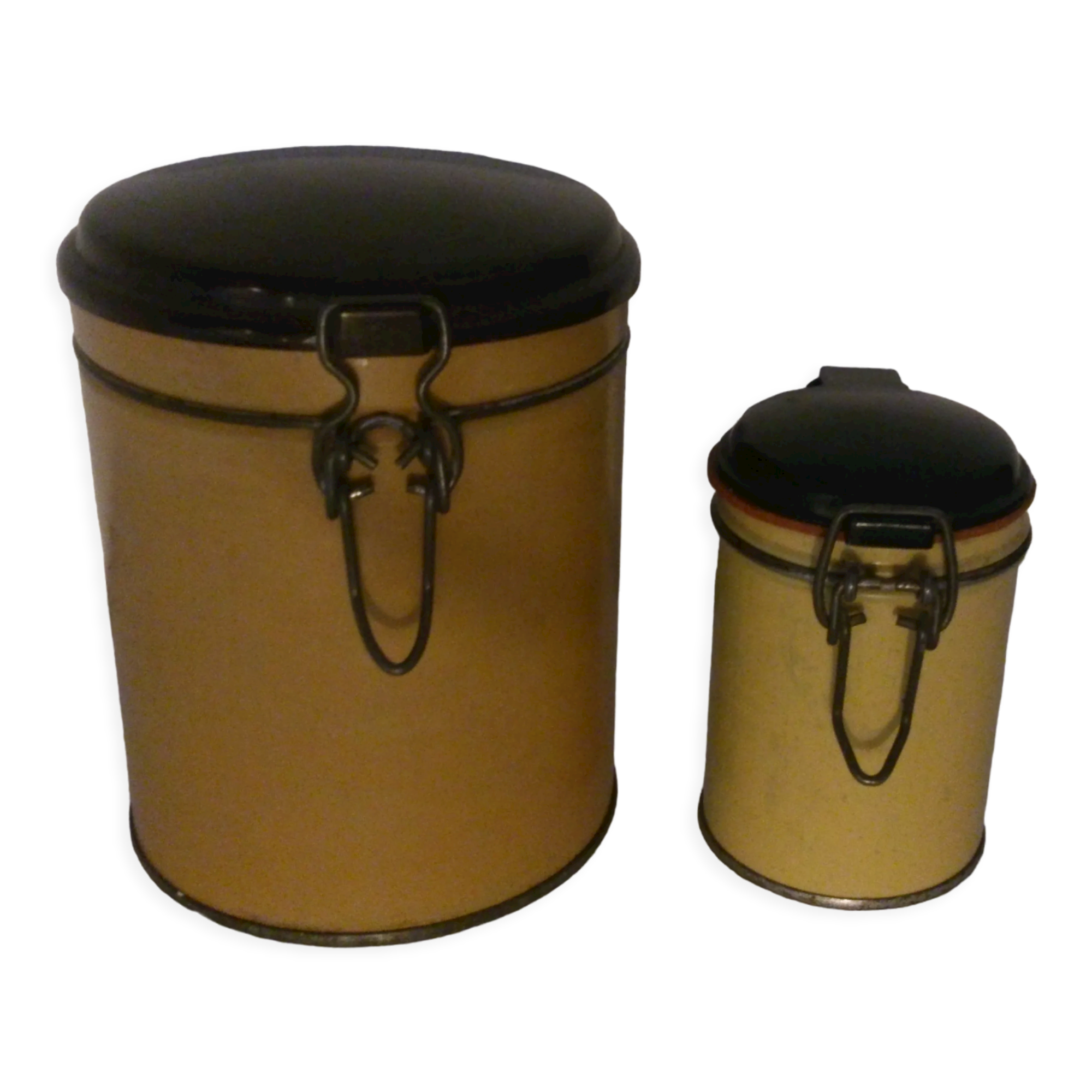 LOT DE 2 boîtes à cartes CATERPILLAR anciennes en cuir et bois